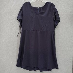 J Crew Mercantile Women Dress 20 Navy Polka Dots Peplum Hem Back Zipper